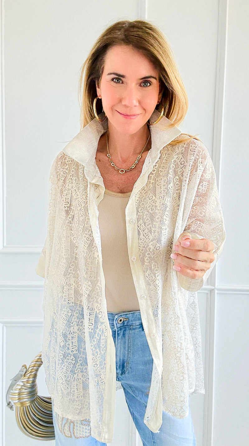 Radiant Lace Illusion Italian Blouse-170 Bottoms-SEÑORITA C-Coastal Bloom Boutique, find the trendiest versions of the popular styles and looks Located in Indialantic, FL