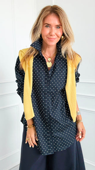 Polka Dot Button-Up Top