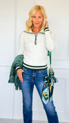 Seabreeze Cable Knit Sailor Sweater - Off White-140 Sweaters-LOVE TREE-Coastal Bloom Boutique, find the trendiest versions of the popular styles and looks Located in Indialantic, FL