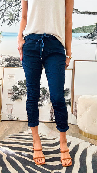 Italian Wish List Jogger - Navy-180 Joggers-Italianissimo-Coastal Bloom Boutique, find the trendiest versions of the popular styles and looks Located in Indialantic, FL