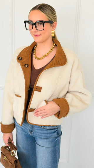 Contrast Trim Toggle Front Jacket