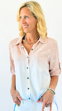 Ombre Stars & Sequin Italian Shirt-130 Long Sleeve Tops-Venti6 Outlet-Coastal Bloom Boutique, find the trendiest versions of the popular styles and looks Located in Indialantic, FL