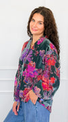 Velvet Bloom Button Down Top-130 Long Sleeve Tops-Jodifl-Coastal Bloom Boutique, find the trendiest versions of the popular styles and looks Located in Indialantic, FL