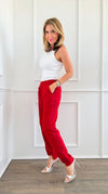 Santorini By Night High Low Cuff Pant - Red-180 Joggers-Joh Apparel-Coastal Bloom Boutique, find the trendiest versions of the popular styles and looks Located in Indialantic, FL