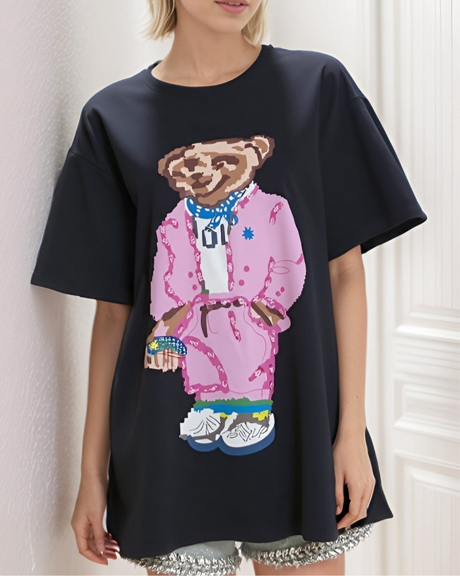 Boujie Bear Oversized Short Sleeve Top-110 Short Sleeve Tops-LA ROS-Coastal Bloom Boutique, find the trendiest versions of the popular styles and looks Located in Indialantic, FL