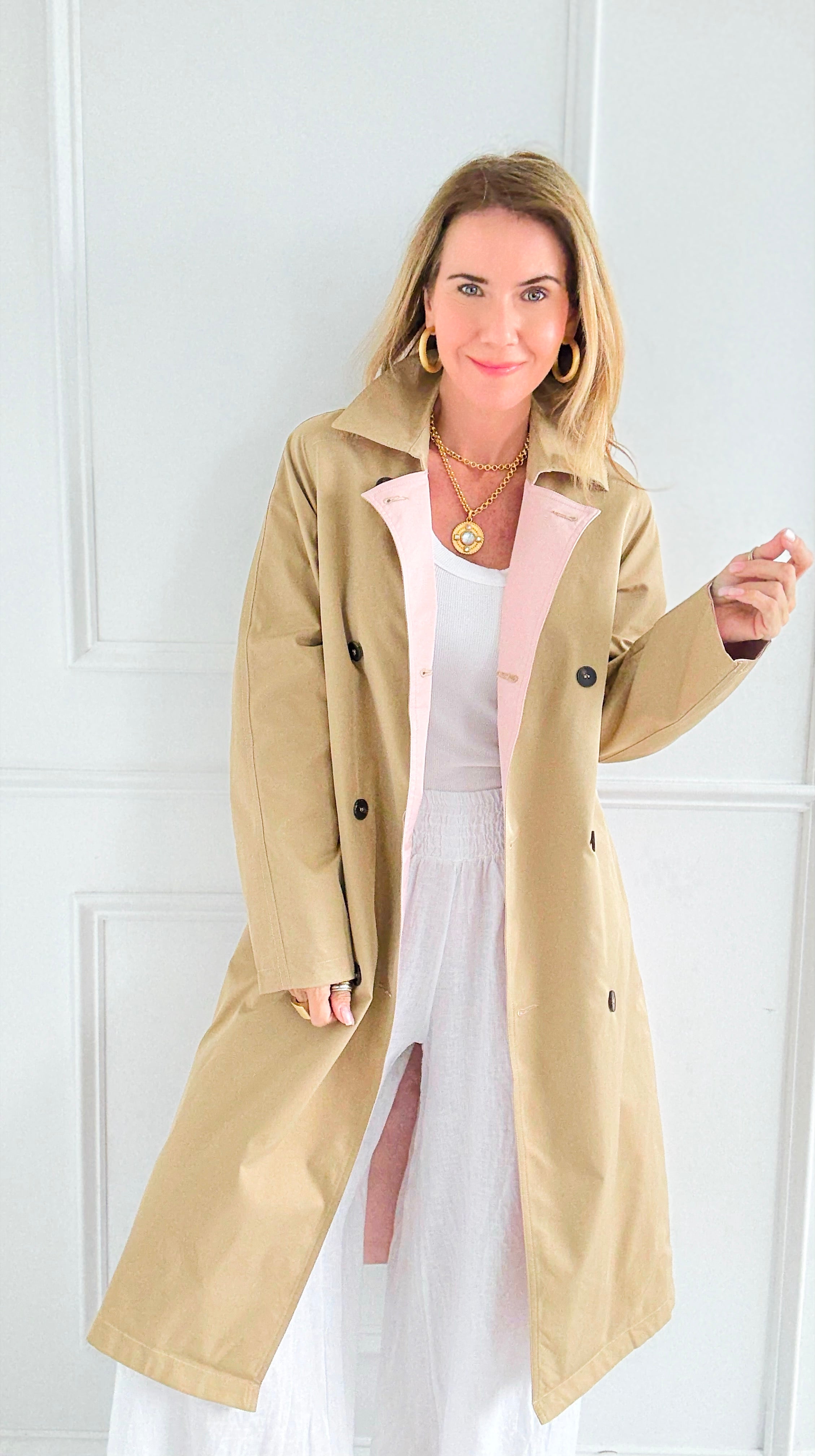 Paris Forecast Italian Long Coat – Coastal Bloom