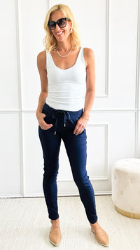 Love Endures Italian Jogger - Navy-180 Joggers-Italianissimo-Coastal Bloom Boutique, find the trendiest versions of the popular styles and looks Located in Indialantic, FL