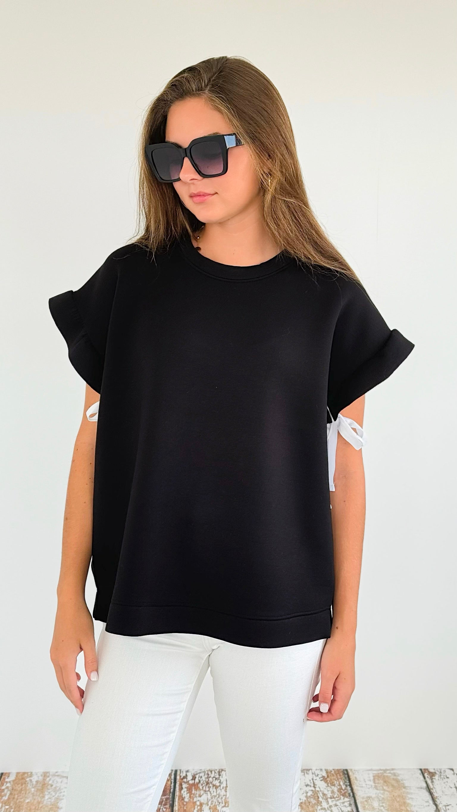 Bow Detailed Short Sleeves Top-110 Short Sleeve Tops-Joh Apparel-Coastal Bloom Boutique, find the trendiest versions of the popular styles and looks Located in Indialantic, FL