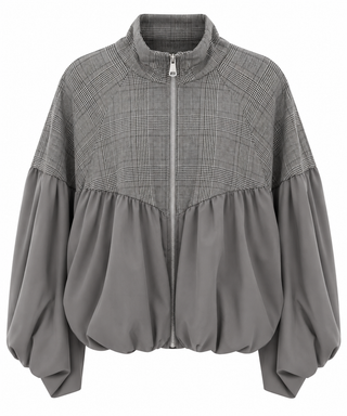 City Chic Plaid Puff Italian Jacket