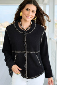 Champs-Élysées Contrast Trim Knit Cardigan