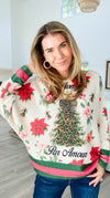 Untamed Holiday Bloom Italian Emilia Knit Sweater-140 Sweaters-SORPRESA-Coastal Bloom Boutique, find the trendiest versions of the popular styles and looks Located in Indialantic, FL