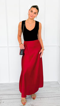 Isabella Italian Skirt- Burgundy-170 Bottoms-SEE YOU IN ROME-Coastal Bloom Boutique, find the trendiest versions of the popular styles and looks Located in Indialantic, FL