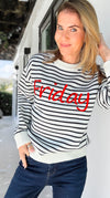 Friday Mood Striped Sweater-140 Sweaters-English Factory-Coastal Bloom Boutique, find the trendiest versions of the popular styles and looks Located in Indialantic, FL