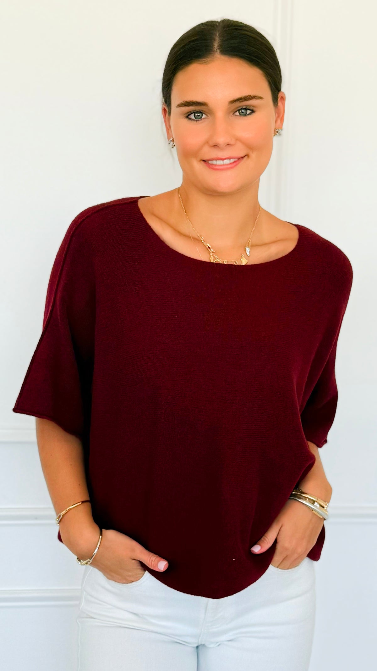 Winter in Amalfi Italian Top - Burgundy-140 Sweaters-Italianissimo-Coastal Bloom Boutique, find the trendiest versions of the popular styles and looks Located in Indialantic, FL