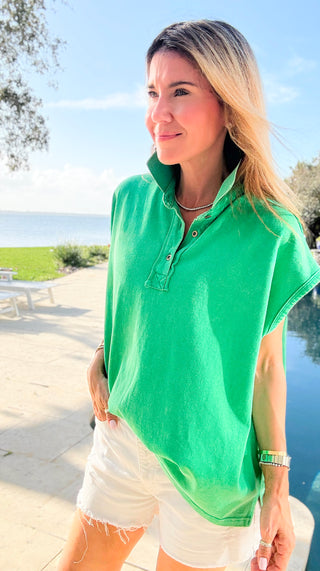 Sunlit Ease Top -  Kelly Green