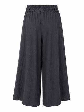 Linen Italian Flare- Leg Pant- Navy