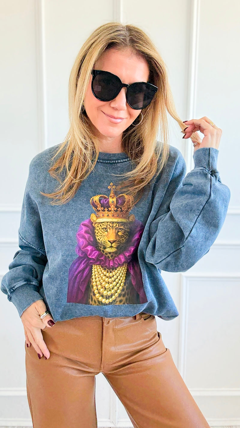 CB CUSTOM - The Golden Reign Italian Sweatshirt-110 Long Sleeve Tops-FIRSTAGE / HOLLY-Coastal Bloom Boutique, find the trendiest versions of the popular styles and looks Located in Indialantic, FL