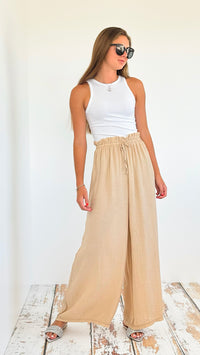 Elegance Italian Palazzos - Light Camel-pants-Italianissimo-Coastal Bloom Boutique, find the trendiest versions of the popular styles and looks Located in Indialantic, FL