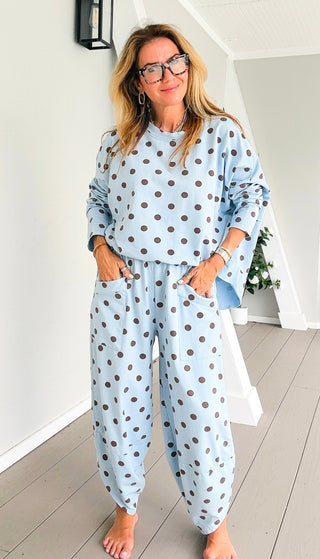 La Spezia Polka Dot Italian Barrel Cotton Set- Sky Blue