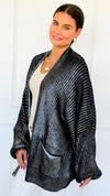 Mirrored Metallic Sugar High Italian Cardigan- Navy/ Silver-150 Cardigan Layers-Italianissimo-Coastal Bloom Boutique, find the trendiest versions of the popular styles and looks Located in Indialantic, FL
