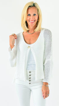 Coastal Breeze Knit Italian Cardigan - White-150 Cardigans/Layers-Italianissimo-Coastal Bloom Boutique, find the trendiest versions of the popular styles and looks Located in Indialantic, FL