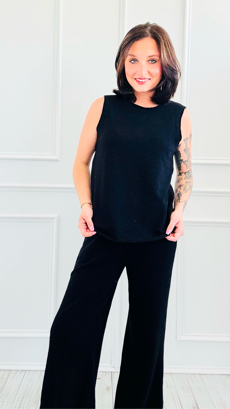 Cozy Knit Two-Piece Set - Black-210 Loungewear/Sets-Zenana-Coastal Bloom Boutique, find the trendiest versions of the popular styles and looks Located in Indialantic, FL