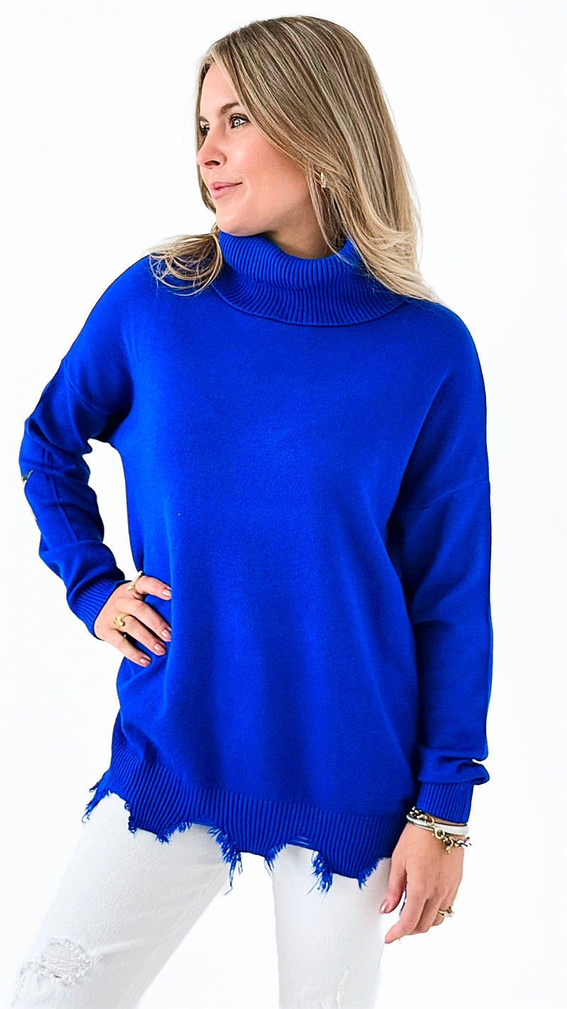 Wild Heart Knit Sweater - Royal Blue-140 Sweaters-VENTI6 OUTLET-Coastal Bloom Boutique, find the trendiest versions of the popular styles and looks Located in Indialantic, FL