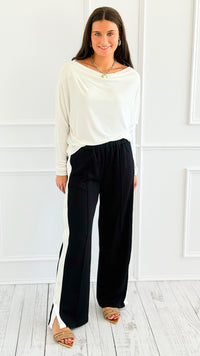 Side Hustle Snap Track Pants-170 Bottoms-White Birch-Coastal Bloom Boutique, find the trendiest versions of the popular styles and looks Located in Indialantic, FL