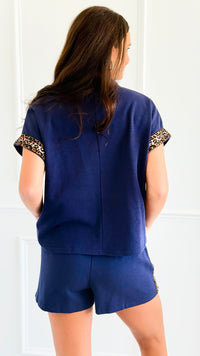 Weekend Mood Leopard Trim Set-210 Loungewear/sets-she + sky-Coastal Bloom Boutique, find the trendiest versions of the popular styles and looks Located in Indialantic, FL