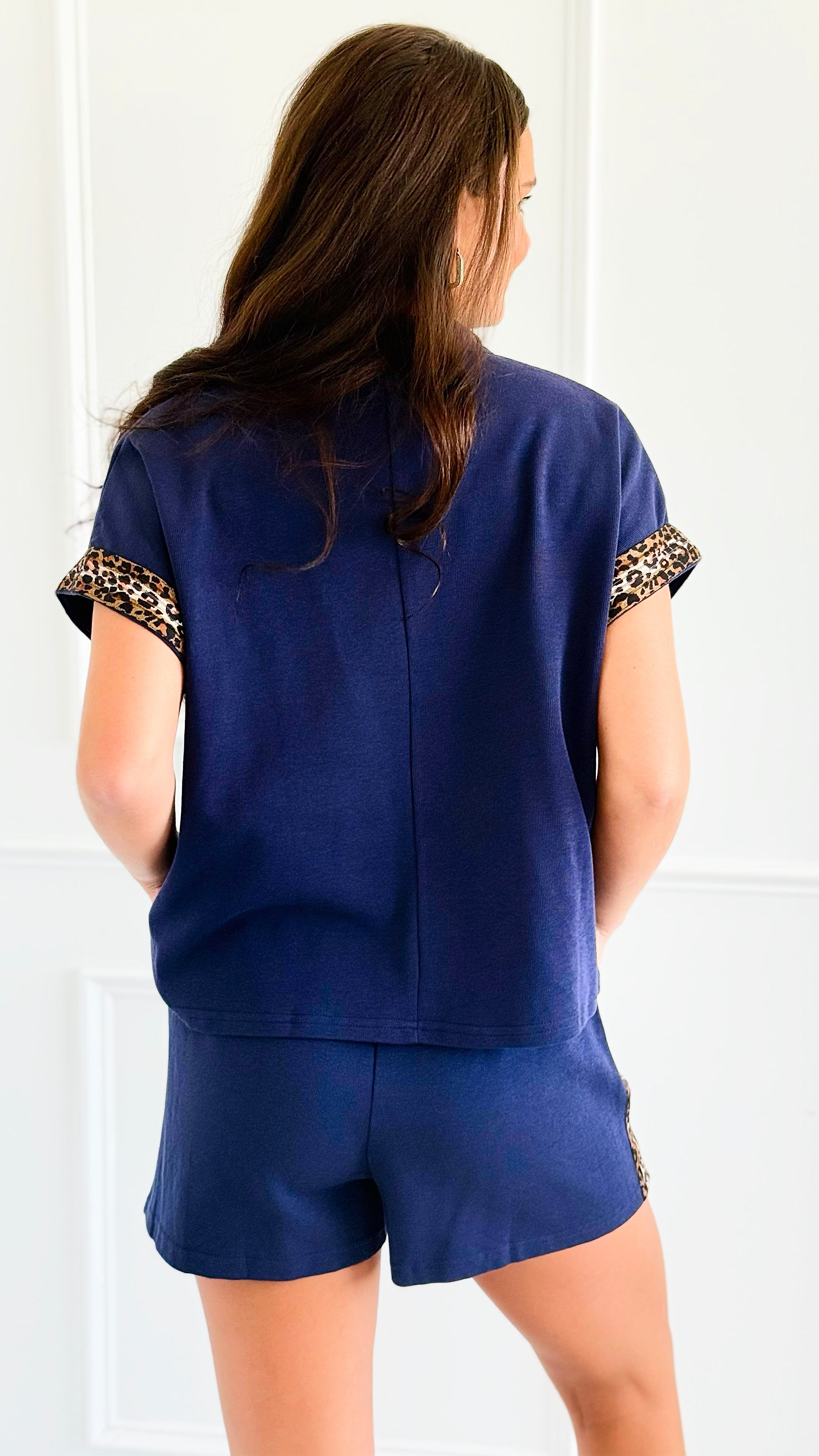 Weekend Mood Leopard Trim Set-210 Loungewear/sets-she + sky-Coastal Bloom Boutique, find the trendiest versions of the popular styles and looks Located in Indialantic, FL