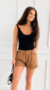 Cool Comfort Wild Shorts-Caramel-170 Bottoms/Shorts-DOE AND RAE-Coastal Bloom Boutique, find the trendiest versions of the popular styles and looks Located in Indialantic, FL
