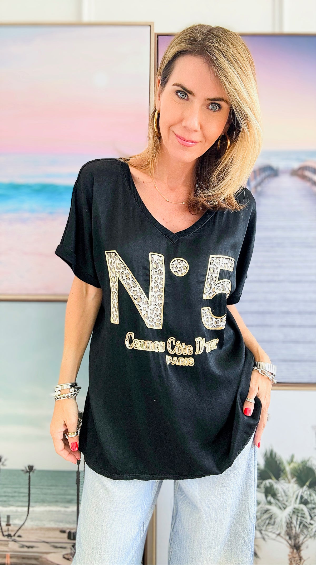 Wild Shine Luxe Italian Top - Black-110 Short Sleeve Tops-Italianissimo-Coastal Bloom Boutique, find the trendiest versions of the popular styles and looks Located in Indialantic, FL