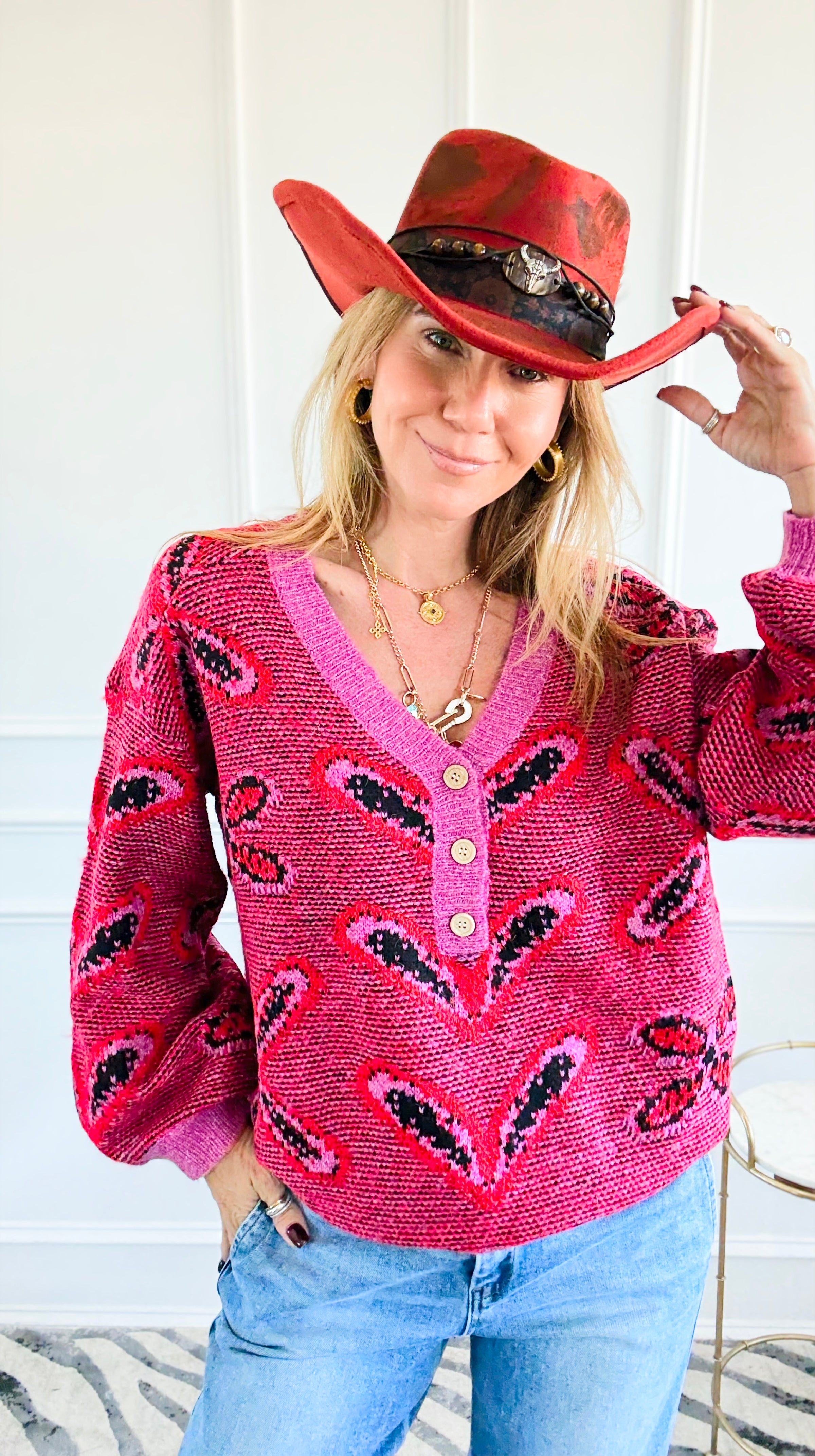 Petal Play Button Knit Sweater