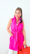 Belted Sleeveless Coat - Hot Pink-160 Jackets-ShopIrisBasic-Coastal Bloom Boutique, find the trendiest versions of the popular styles and looks Located in Indialantic, FL