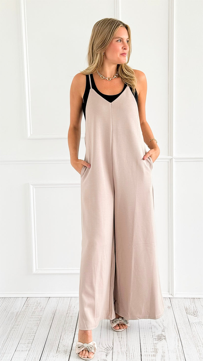 Effortless Ponte Spaghetti Strap Jumpsuit-200 Dresses/Jumpsuits/Rompers-Before You-Coastal Bloom Boutique, find the trendiest versions of the popular styles and looks Located in Indialantic, FL