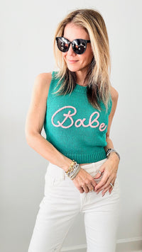 "Babe" Cropped Knit Top - Green-140 Sweaters-ROUSSEAU-Coastal Bloom Boutique, find the trendiest versions of the popular styles and looks Located in Indialantic, FL