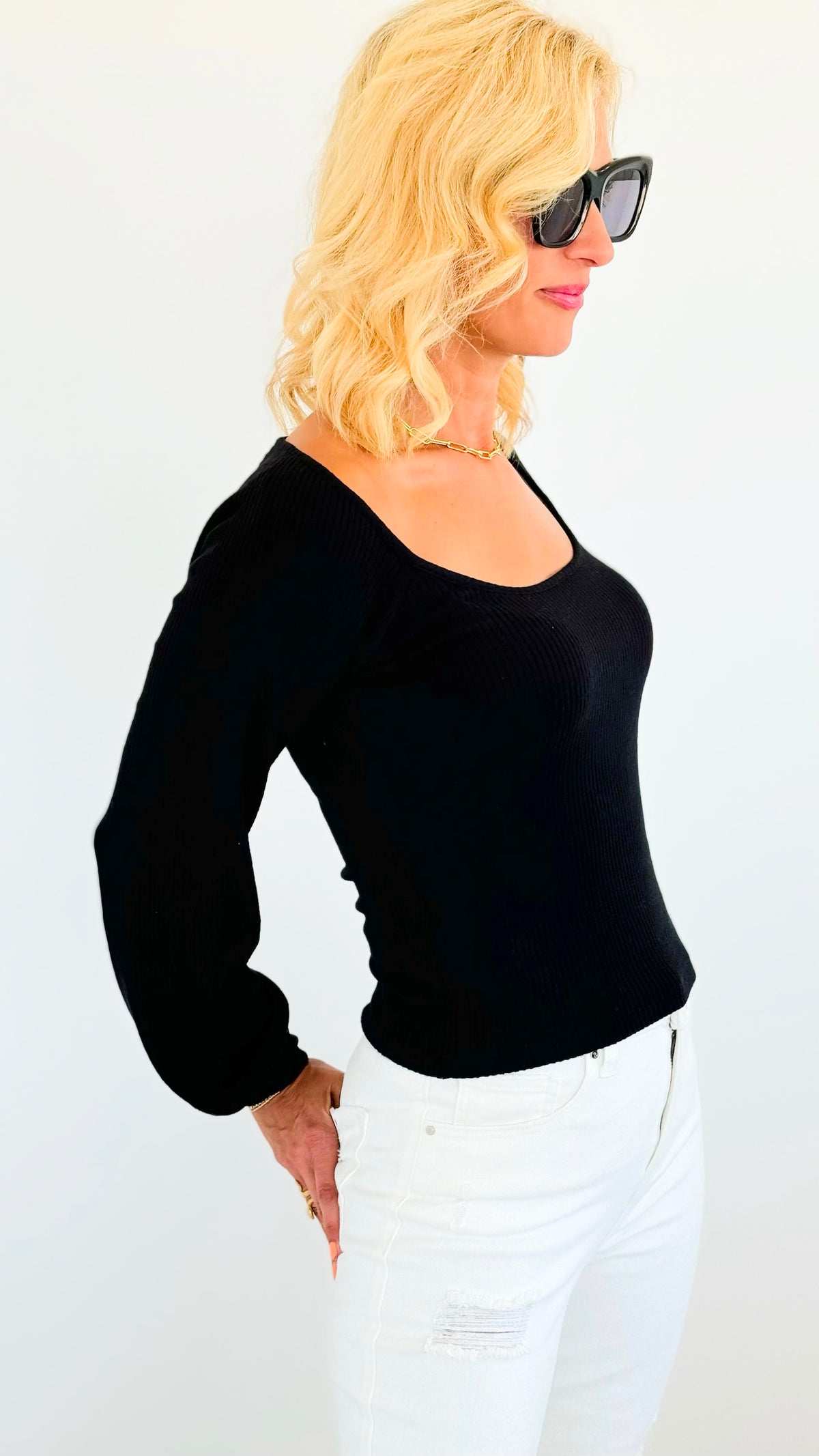 Try Me Out Top - Black-130 Long Sleeve Tops-HYFVE-Coastal Bloom Boutique, find the trendiest versions of the popular styles and looks Located in Indialantic, FL