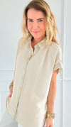 Laguna Shimmer Top - Oatmeal-110 Short Sleeve Tops-Jodifl-Coastal Bloom Boutique, find the trendiest versions of the popular styles and looks Located in Indialantic, FL