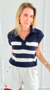 Seabreeze Striped Knit Top-150 Cardigans/Layers-GIGIO-Coastal Bloom Boutique, find the trendiest versions of the popular styles and looks Located in Indialantic, FL