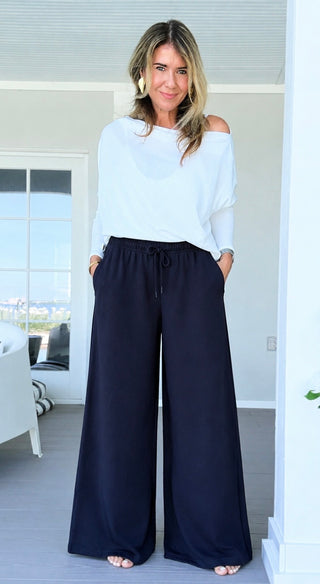 Oversized Mid Rise Fleece Sweatpants - Deep Navy