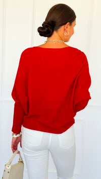 Ribbed Italian Pullover- Red-140 Sweaters-Italianissimo-Coastal Bloom Boutique, find the trendiest versions of the popular styles and looks Located in Indialantic, FL