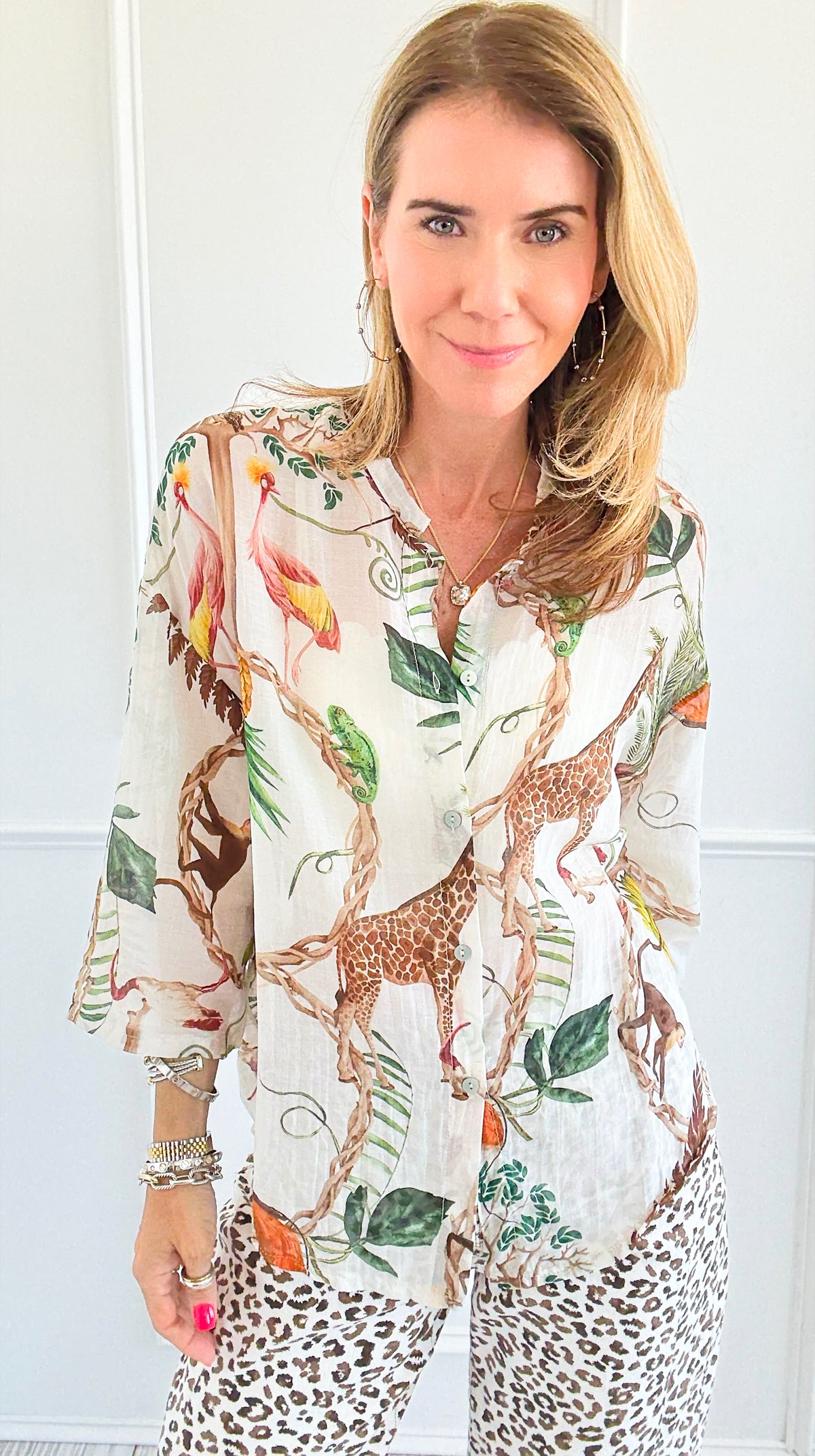 Safari Paradise Italian Shirt-170 Bottoms-Italianissimo-Coastal Bloom Boutique, find the trendiest versions of the popular styles and looks Located in Indialantic, FL