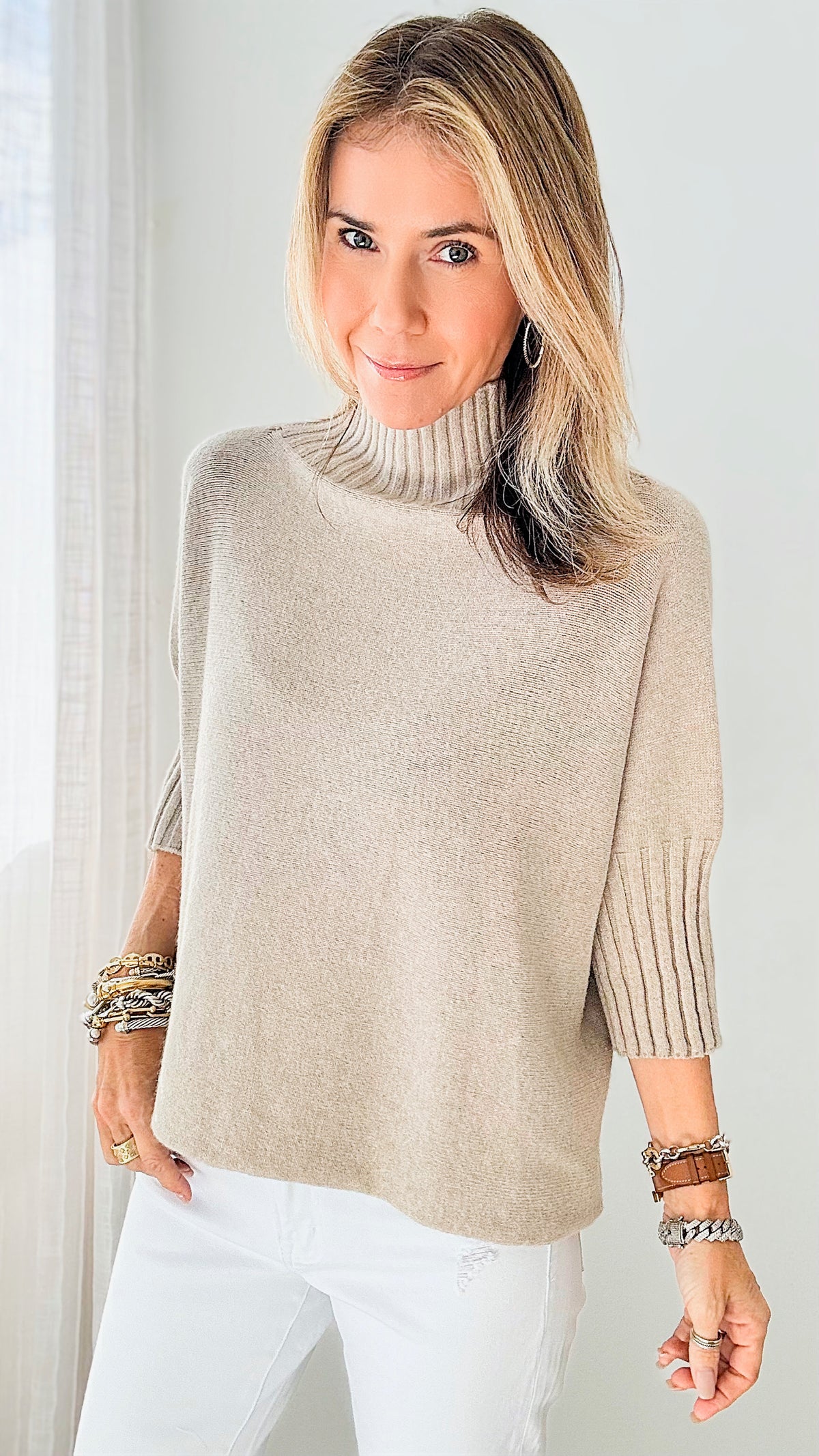 Break Free Italian Sweater Top - Heather Beige-140 Sweaters-Germany-Coastal Bloom Boutique, find the trendiest versions of the popular styles and looks Located in Indialantic, FL