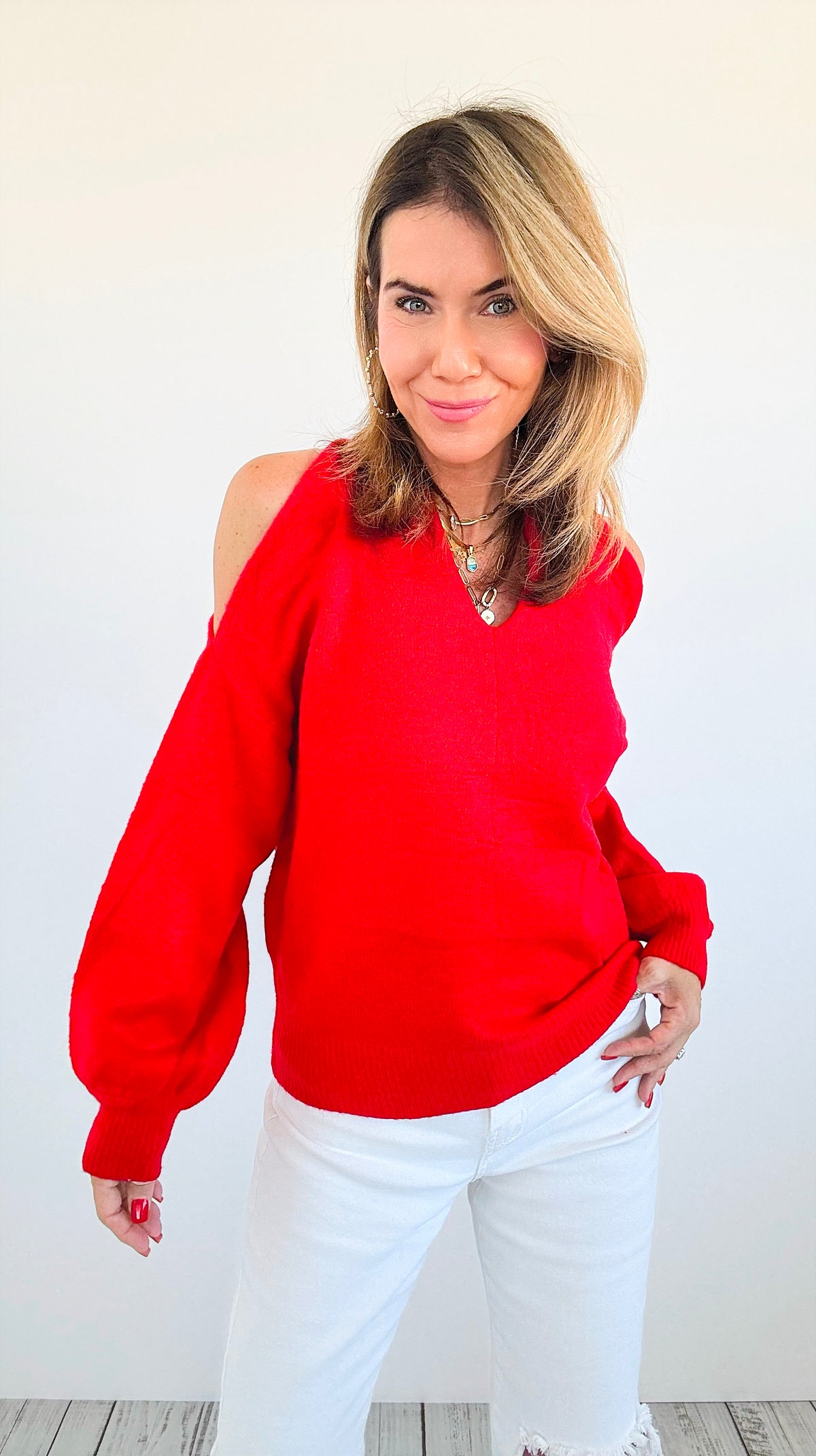 Timeless Halter Knit Sweater - Red-140 Sweaters-MIRACLE-Coastal Bloom Boutique, find the trendiest versions of the popular styles and looks Located in Indialantic, FL