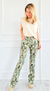 Jungle Bloom Camo Stacked Pants