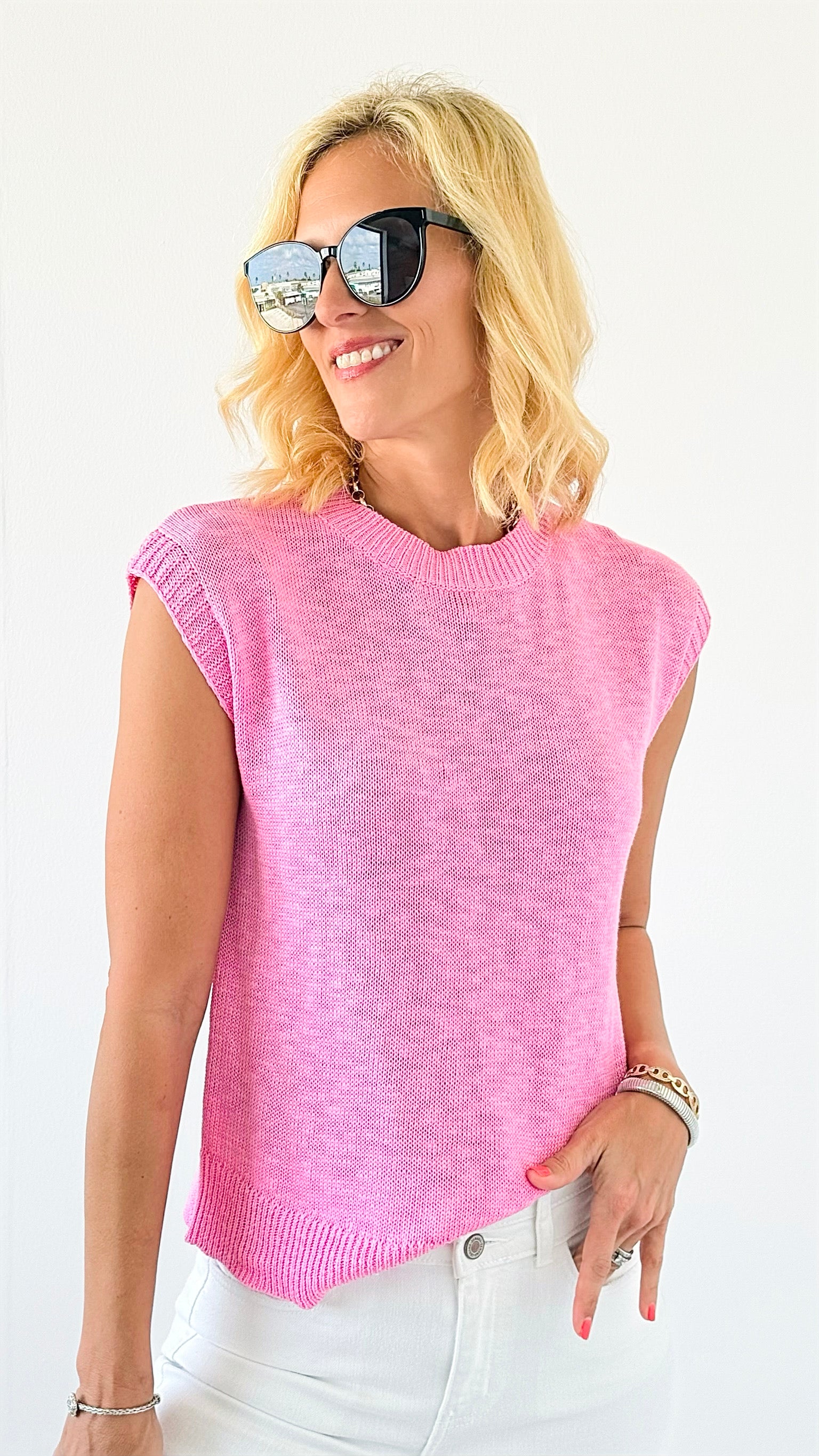 Summertime Bliss Sleeveless Knit Top - Pink-150 Cardigans/Layers-La Miel-Coastal Bloom Boutique, find the trendiest versions of the popular styles and looks Located in Indialantic, FL