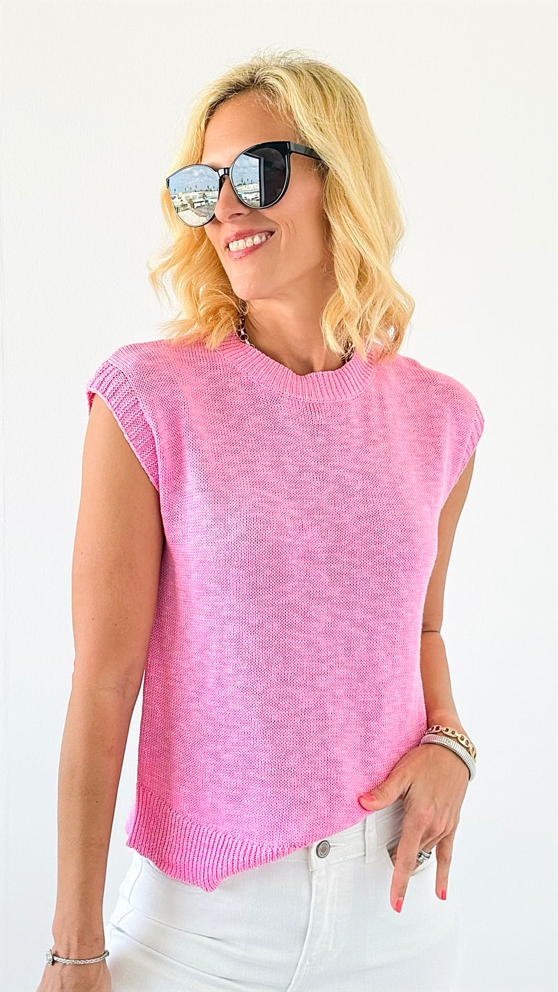 Summertime Bliss Sleeveless Knit Top - Pink-150 Cardigans/Layers-La Miel-Coastal Bloom Boutique, find the trendiest versions of the popular styles and looks Located in Indialantic, FL