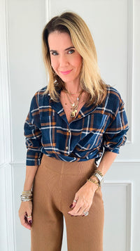 Rustic Plaid Button-Down Top-130 Long Sleeve Tops-Veveret-Coastal Bloom Boutique, find the trendiest versions of the popular styles and looks Located in Indialantic, FL