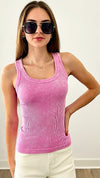 Washed Ribbed Tank Top - Candy Pink-100 Sleeveless Tops-Zenana-Coastal Bloom Boutique, find the trendiest versions of the popular styles and looks Located in Indialantic, FL