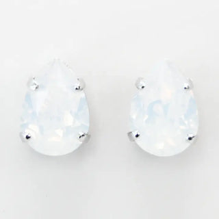 Teardrop Stud Earrings - White Opal - Katora
